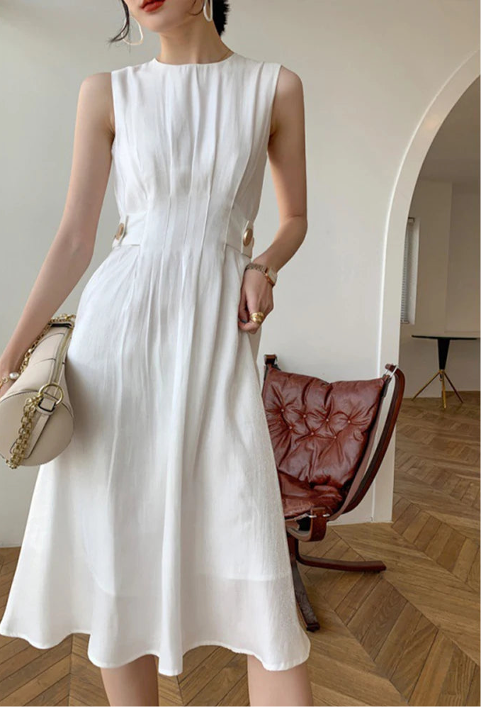 Elegant White SATIN Dress