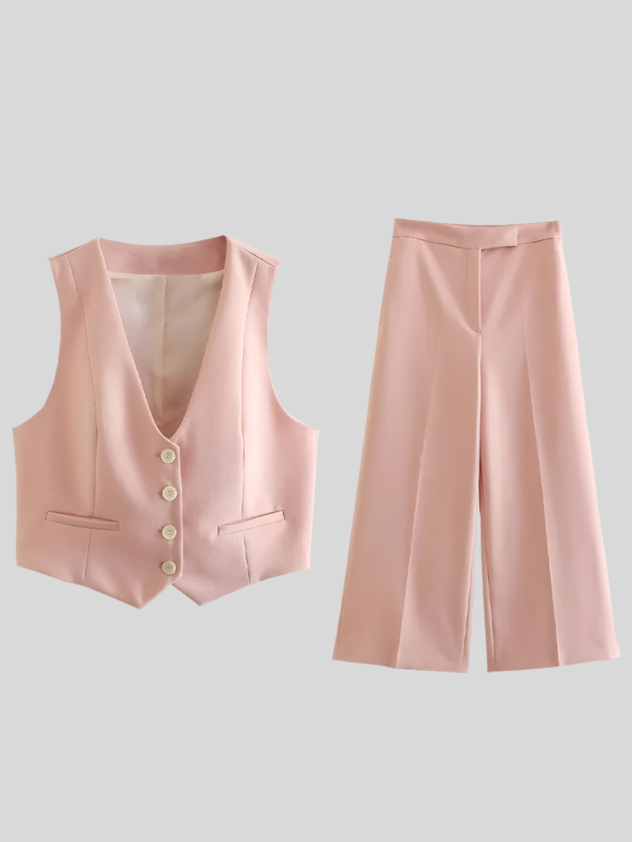 Pink Summer Set Vest with Pants