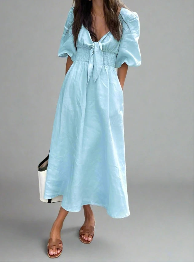 Blue Dress with bow Summer 2024