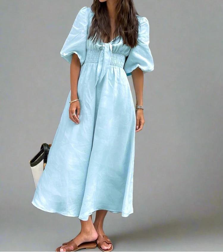 Blue Dress with bow Summer 2024