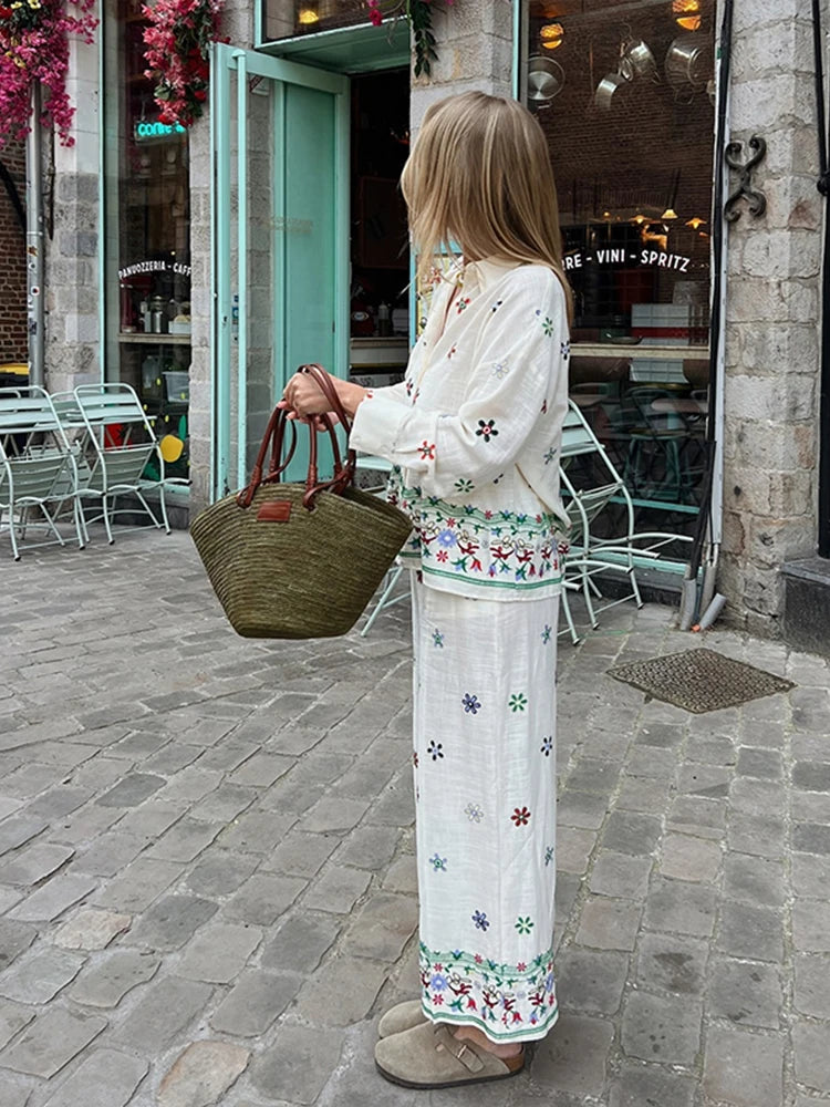 Flower Print  Set Shirt with Pants