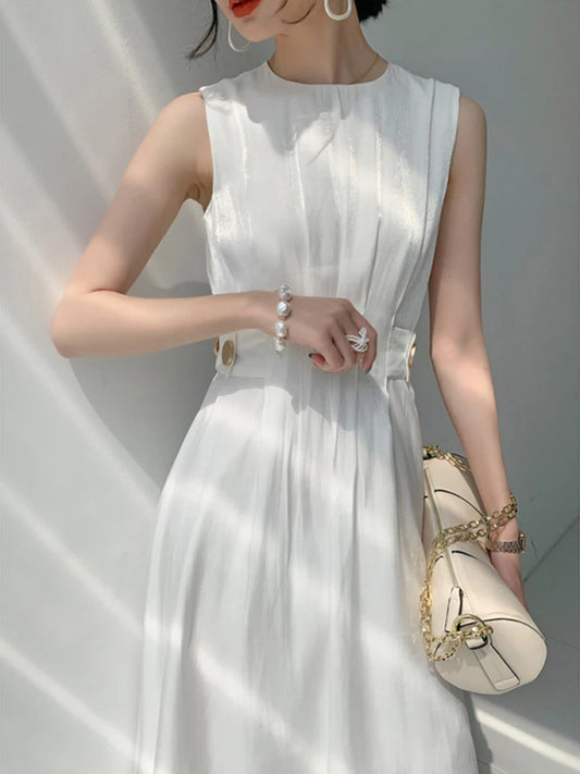 Elegant White SATIN Dress