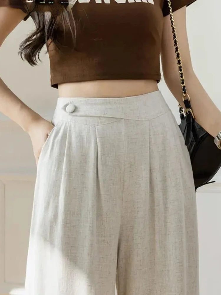 Summer Linen Cropped Pants