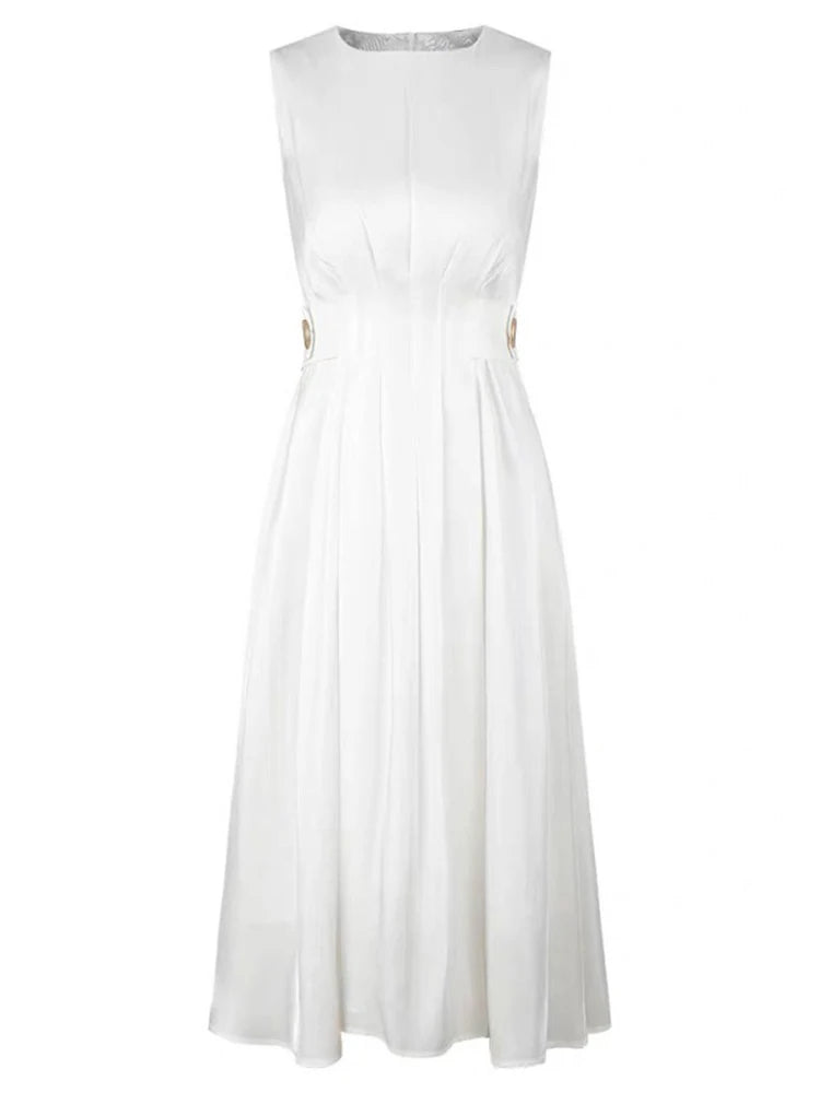 Elegant White SATIN Dress