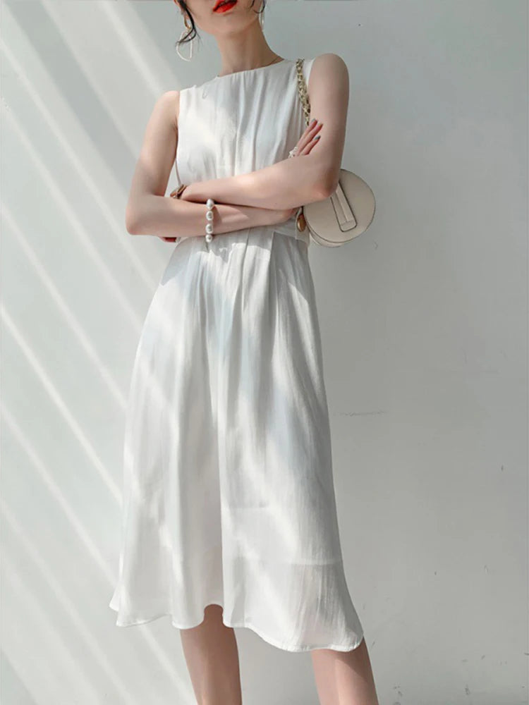 Elegant White SATIN Dress