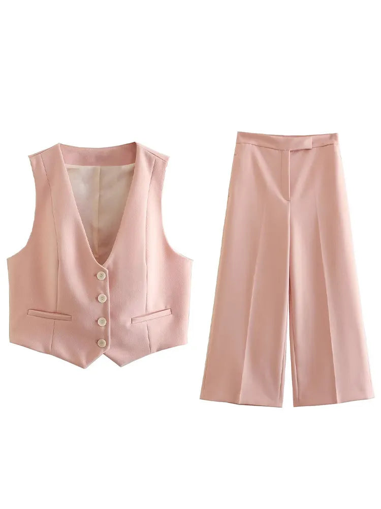 Pink Summer Set Vest with Pants