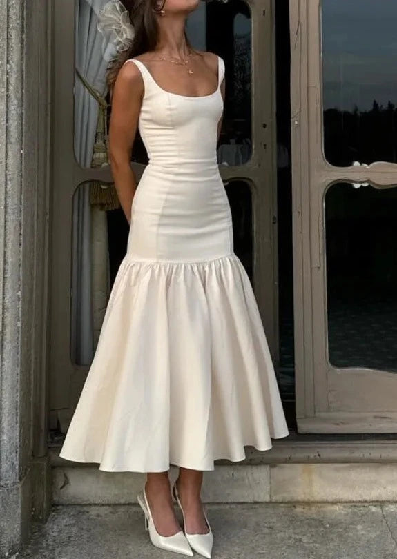 Elegant White Midi Dress