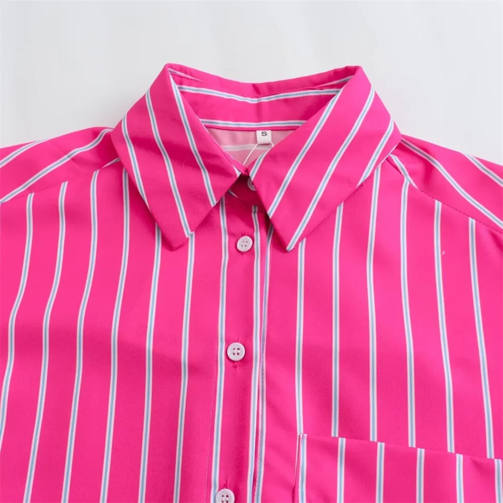 Camisa rosa a rayas