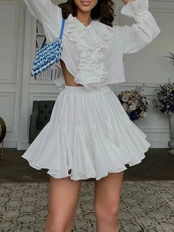 Elegant Ruffles Mini Skirt